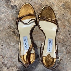 Jimmy Choo bronze strappy sandals